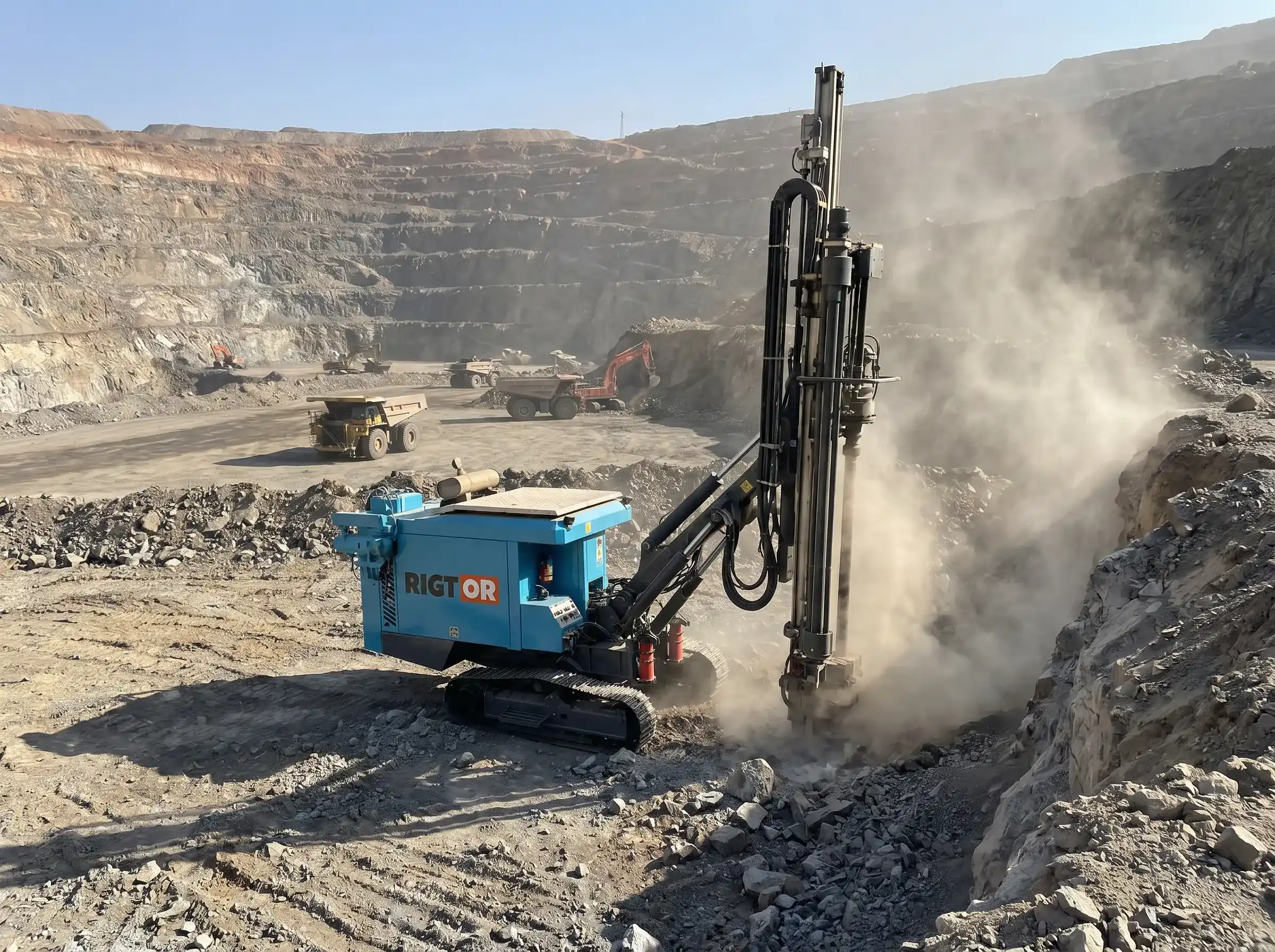 Integrated Automatic DTH Drill Rig with Rod Changer System