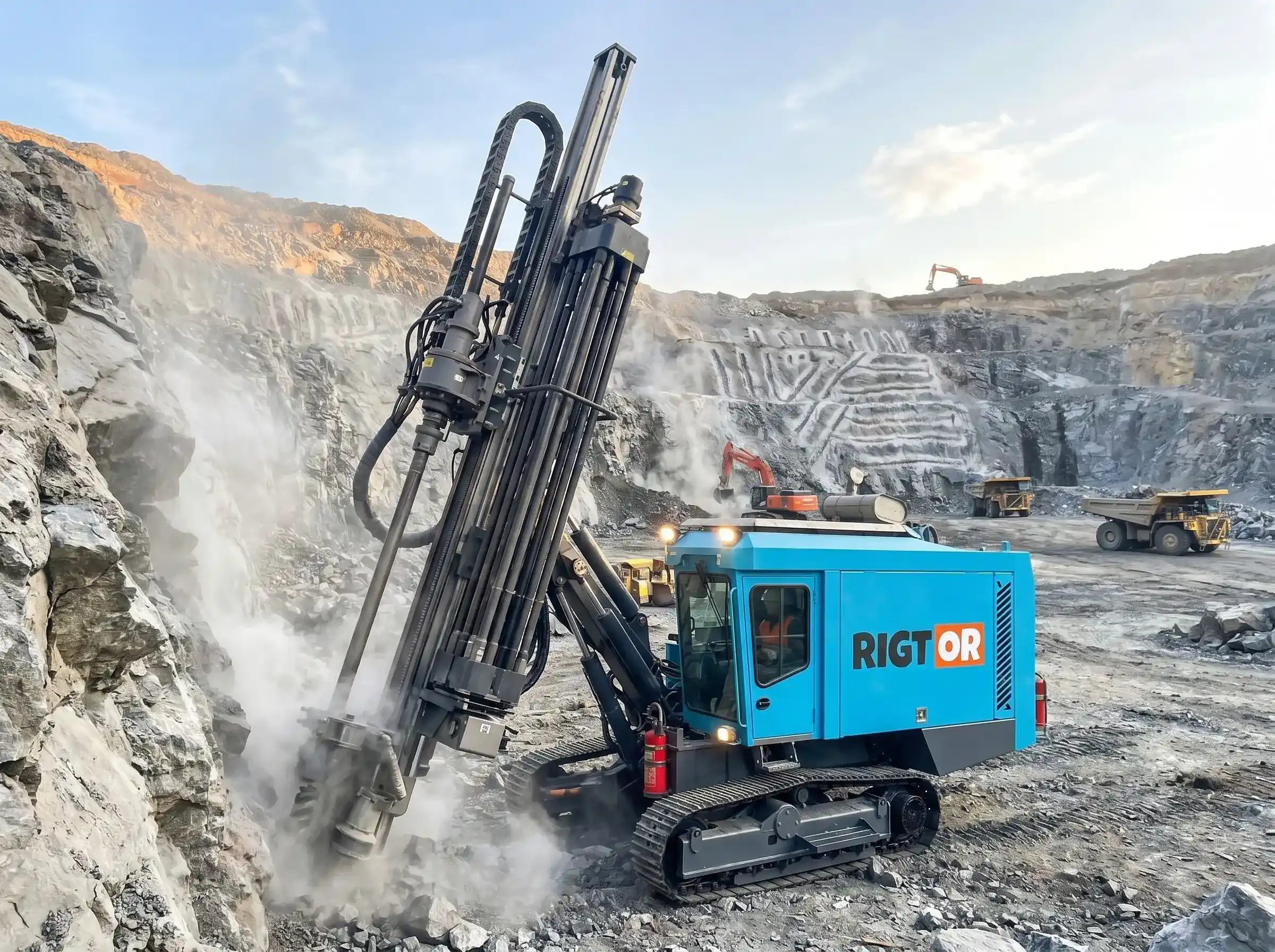 Integrated Automatic DTH Drill Rig with Rod Changer System