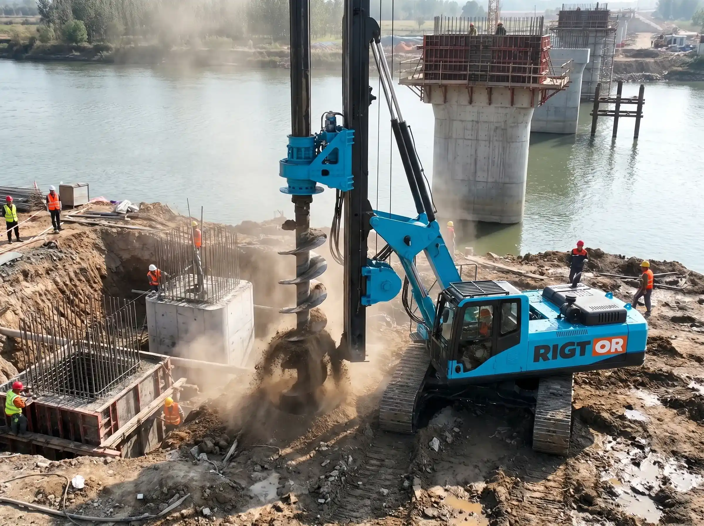 Hydraulic Crawler Rotary Drilling Rig with Auger Bucket